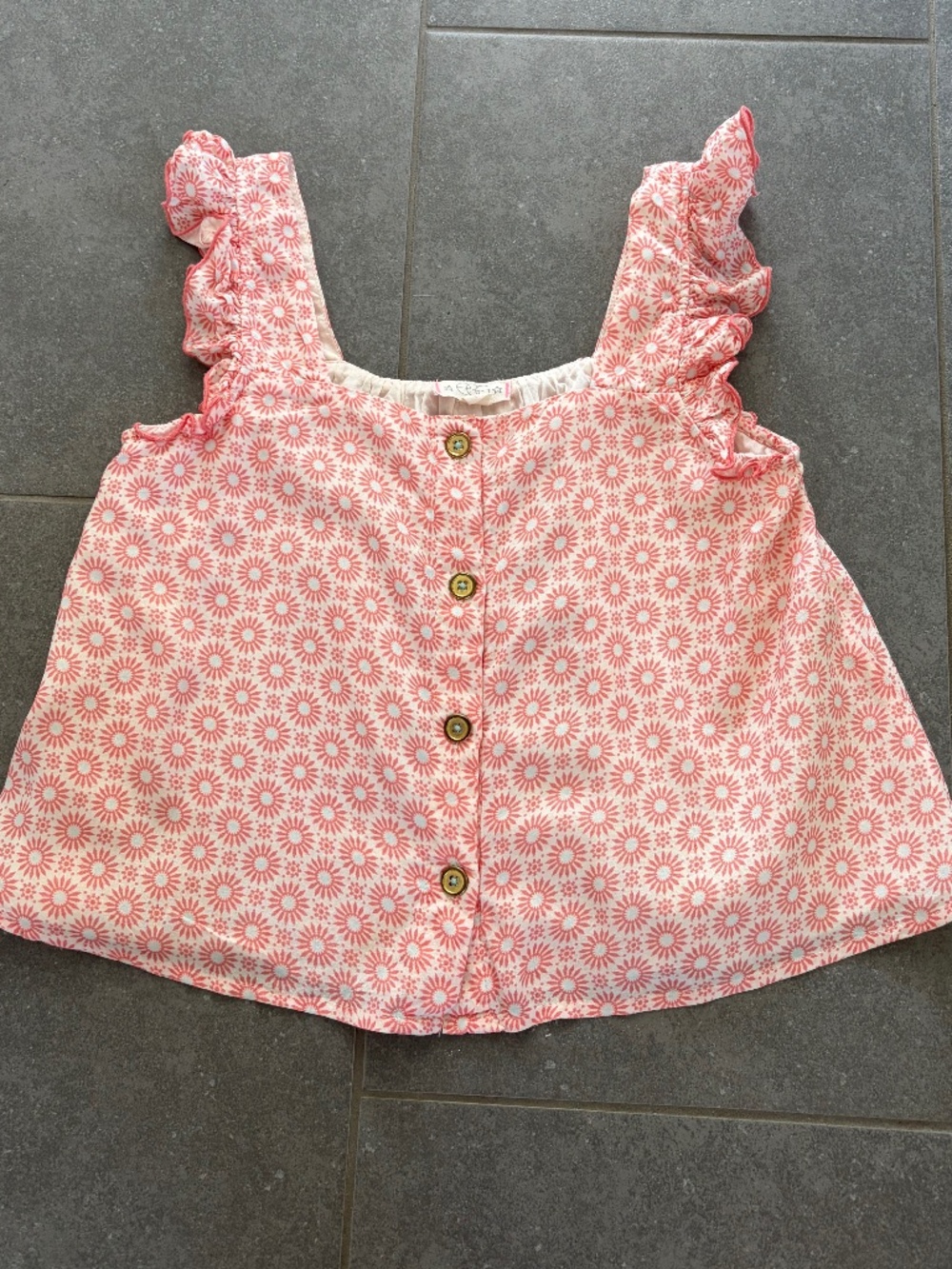 Girls Button Front Ruffle Blouse